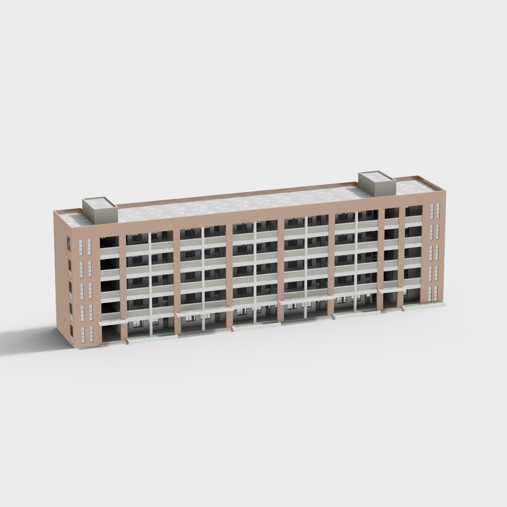Modern Low-Polygon Apartment Building 3D model