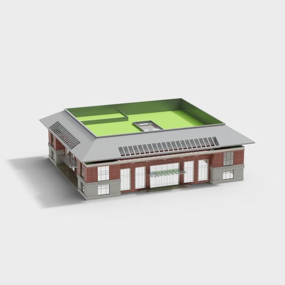 Low-Poly Modern Industrial Building 3D model