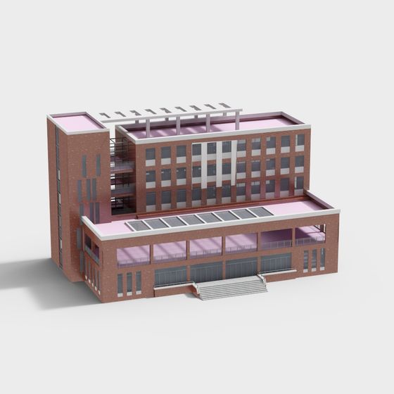 Low-Polygon Architectural 3D Model of a Tranquil Oasis