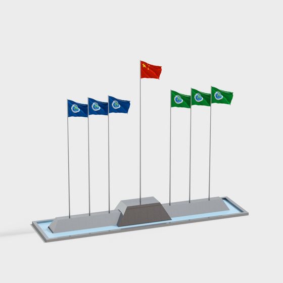 International Flag Display Stand 3D model for Creative Projects
