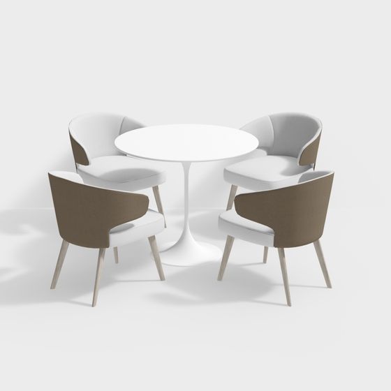 Stylish Round Table with Four Chairs 3D Model for Cozy Spaces