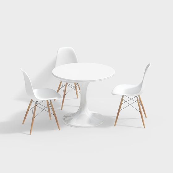 Elegant Round Table and Chair Set 3D model for Modern Spaces