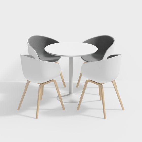Round Table and Four Chairs 3D model