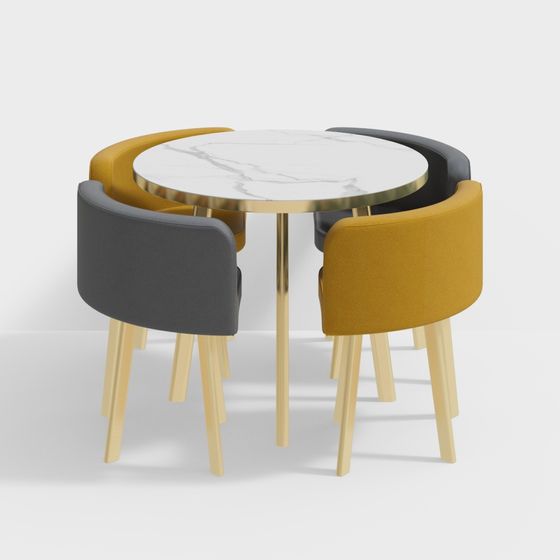 Elegant Round Table and Chairs 3D model