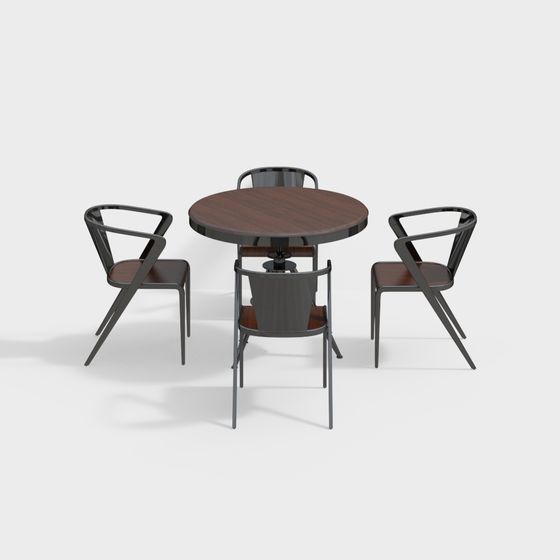 Elegant Round Table and Chairs 3D model