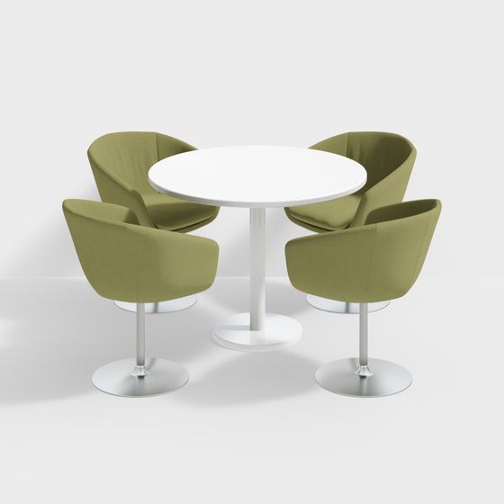 Stylish Round Table with Four Chairs 3D model