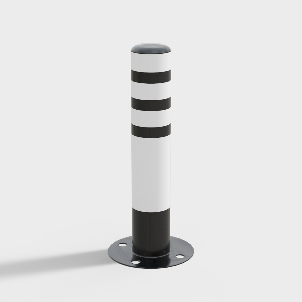 Unique Black and White Striped Traffic Post 3D model