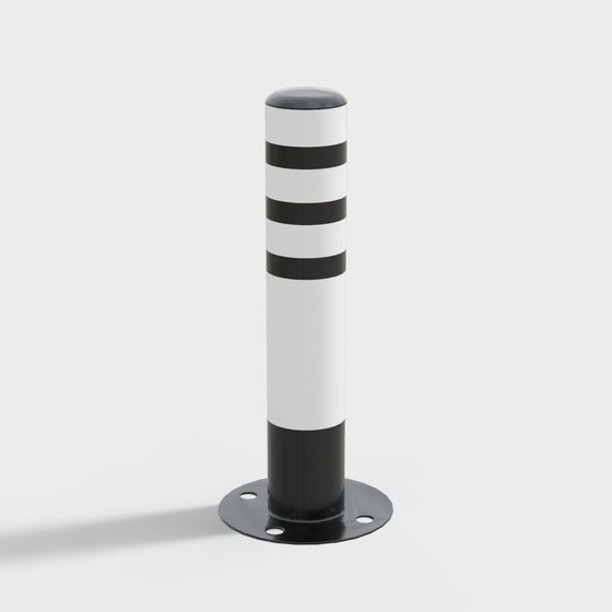 Unique Black and White Striped Traffic Post 3D model