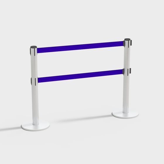 Traffic Roadblock Safety Barrier 3D Model in Blue