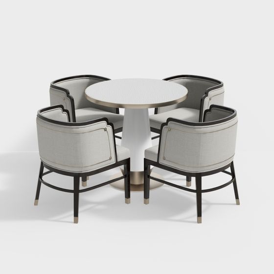 Elegant Round Table and Chair Set 3D model