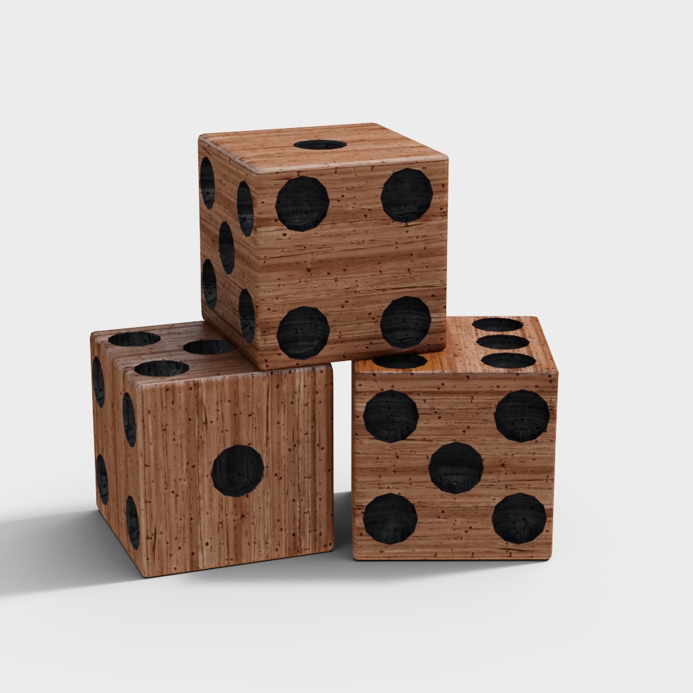 Wooden Dice 3D Model Design