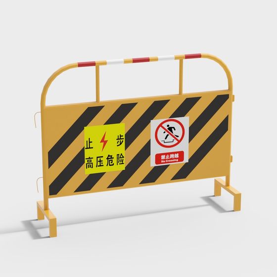 Vibrant Low-Poly Safety Barrier 3D model