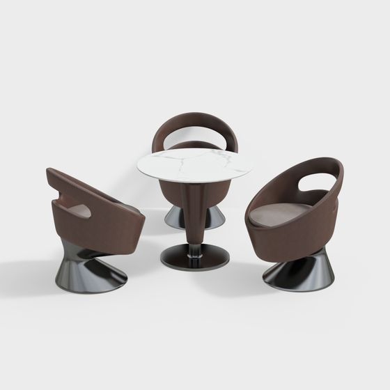 Sleek Coffee Table and Chair Set 3D model