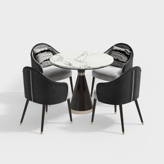 Urban Living Room Four-Person Dining Table and Chairs 3D model