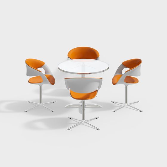 Elegant Round Table and Four Chairs 3D Model