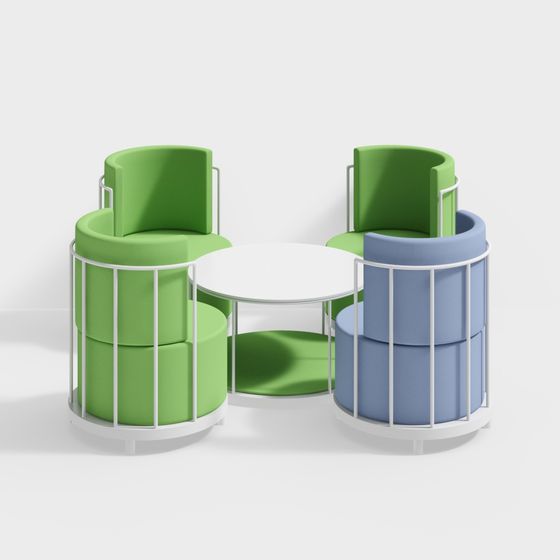 Chic Low-Poly Seating Set 3D model for Interior Design