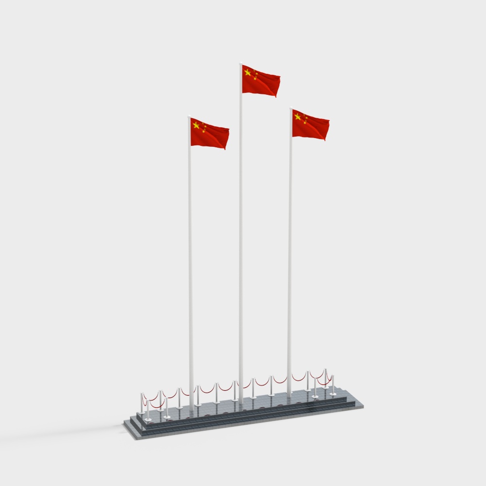 Highly Detailed 3D Model of Chinese Flag in Motion