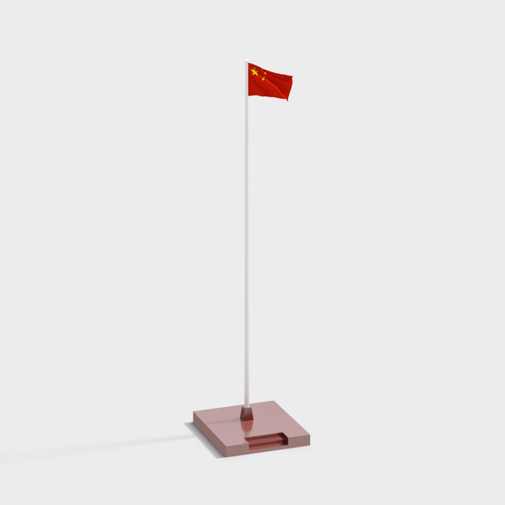 Minimalist 3D Flagpole with Flag Model