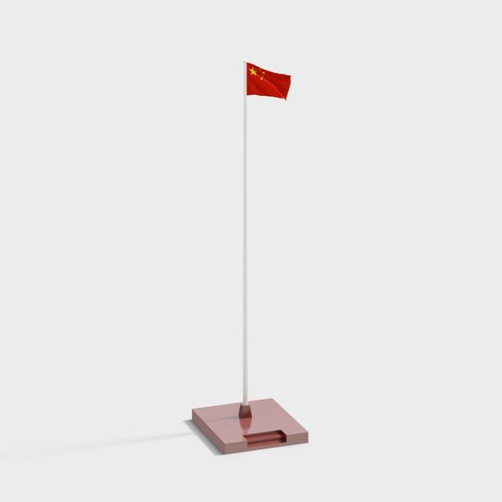 Minimalist 3D Flagpole with Flag Model