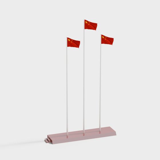 Waving Red Flag 3D Model
