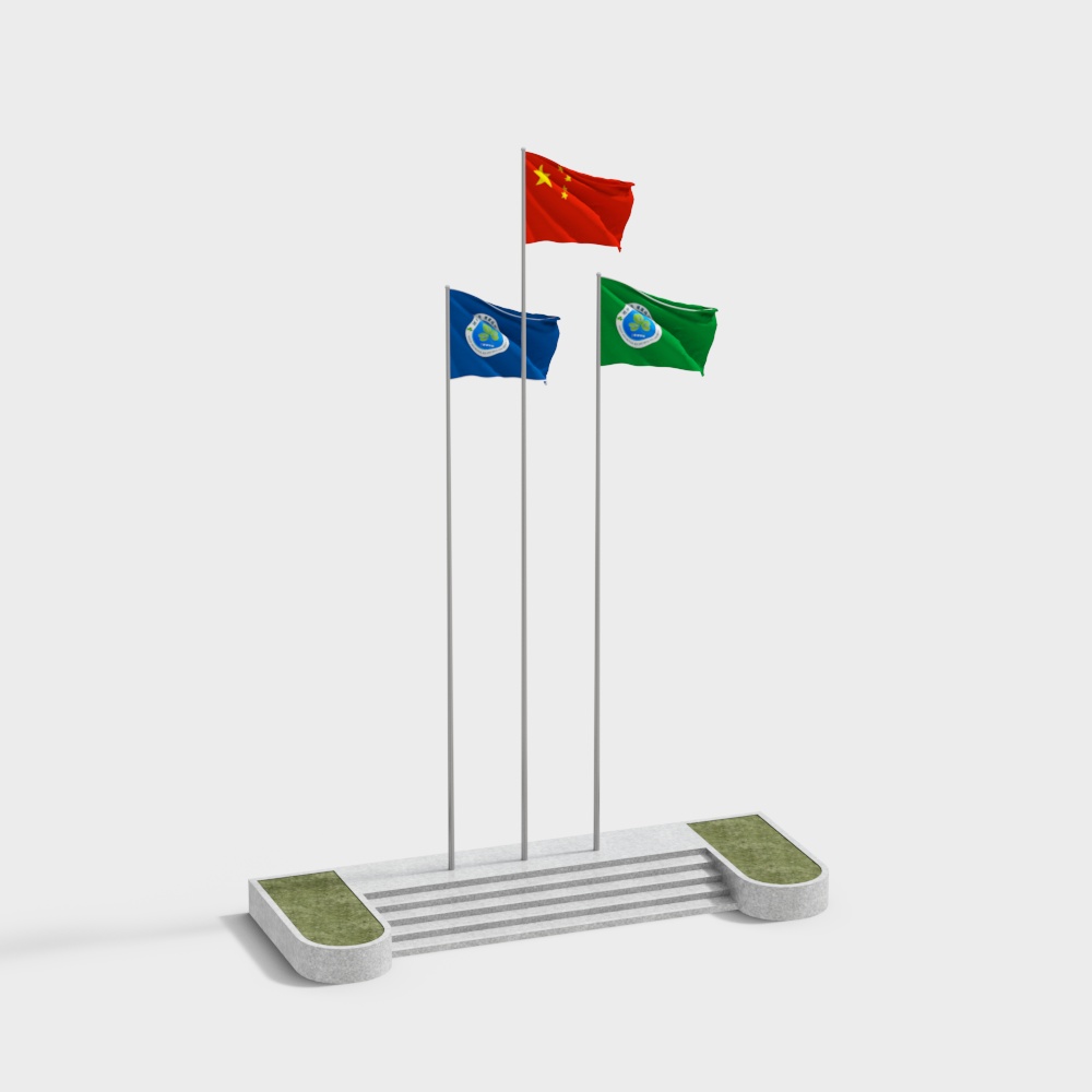 Flag Display Podium 3D model