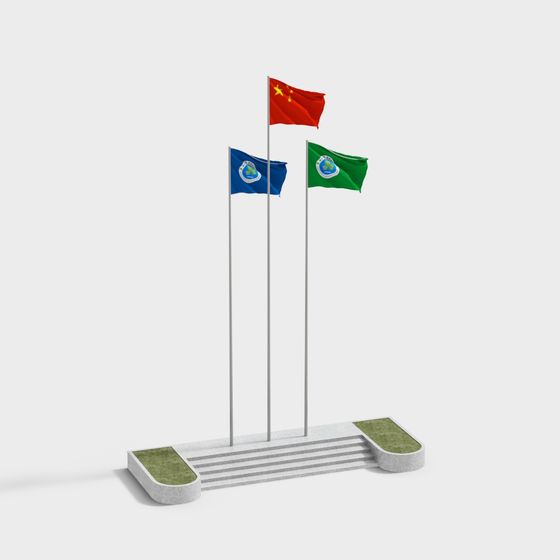 Flag Display Podium 3D model