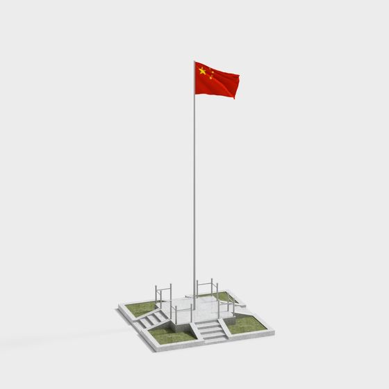 Flying Red Flag 3D Model