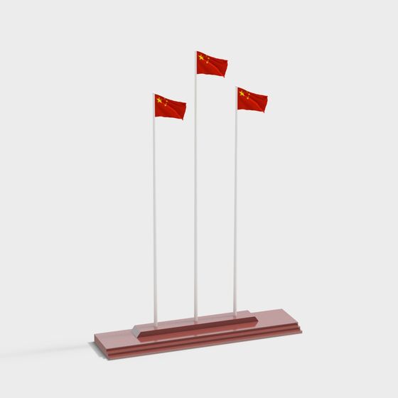 Dynamic Low-Poly China Flag Display Stand 3D model