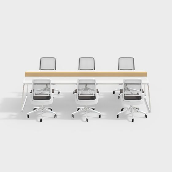 Modern Low-Poly Conference Table and Chair Set 3D model