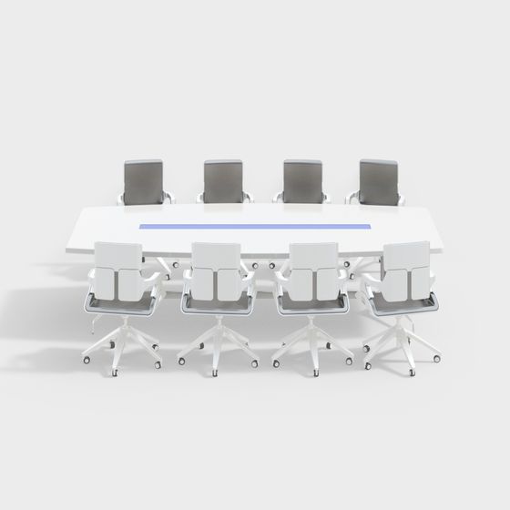 Modern Minimalist Conference Table and Chair Set 3D model