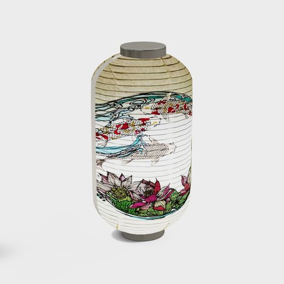 Koi Lantern 3D Model with Oriental Aesthetic