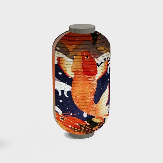 Artistic Koi Lantern 3D model for Modern Spaces