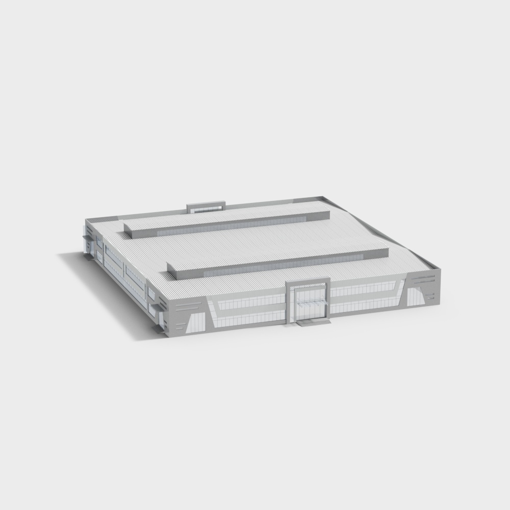 Industrial Aesthetic 3D Model of Modern Architecture