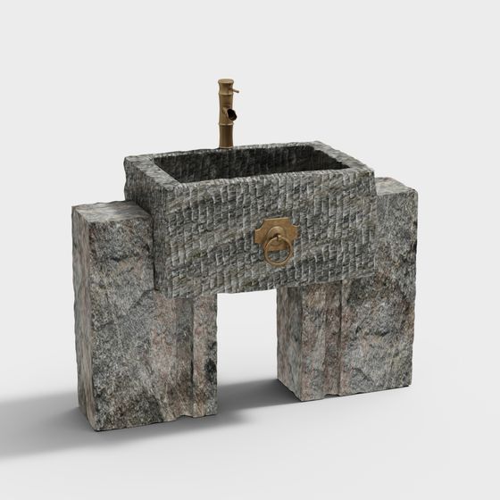 Low Poly Stone Basin 3D model for Creative Projects