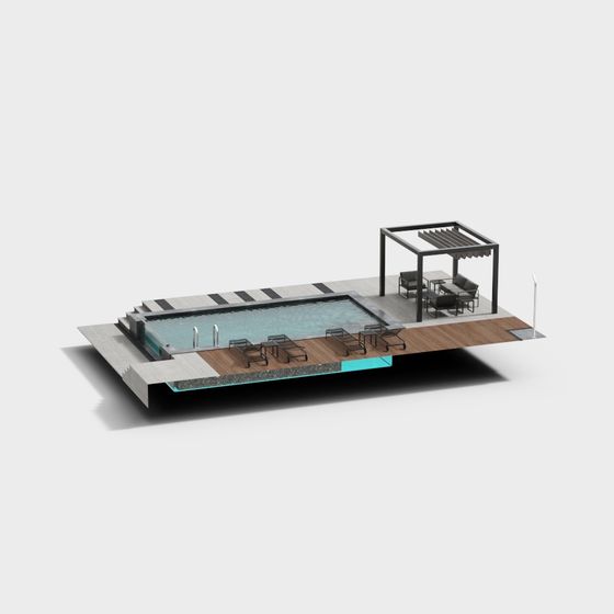 Sleek Poolside Oasis 3D Model