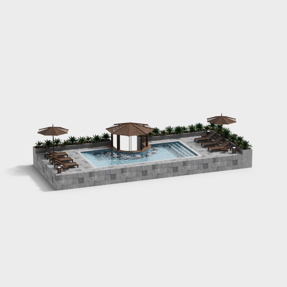 Serene Rooftop Pool 3D model