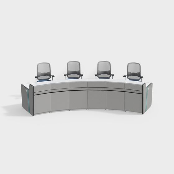 Half-Round Meeting Table 3D model for Modern Offices