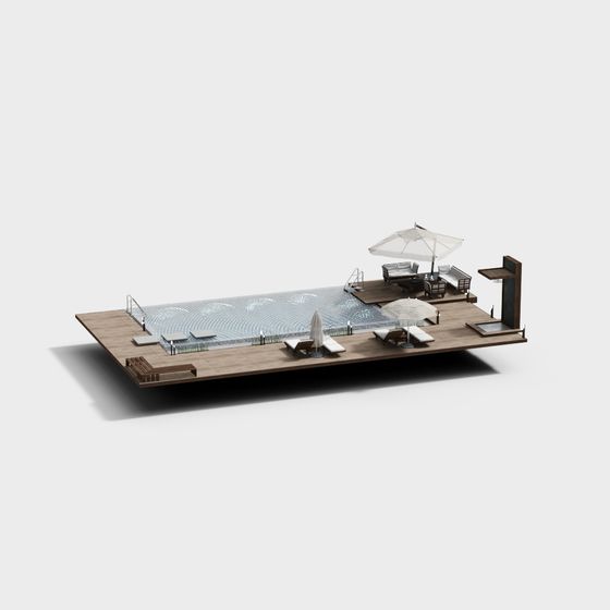 Luxurious Poolside Retreat 3D model