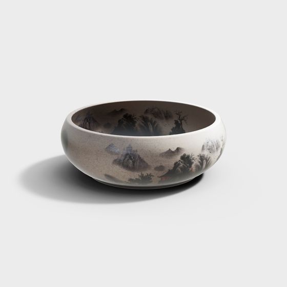 Ink Landscape Bowl 3D Model
