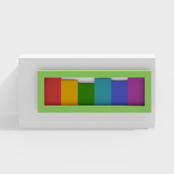 Vibrant Rainbow Rectangle Frame 3D model