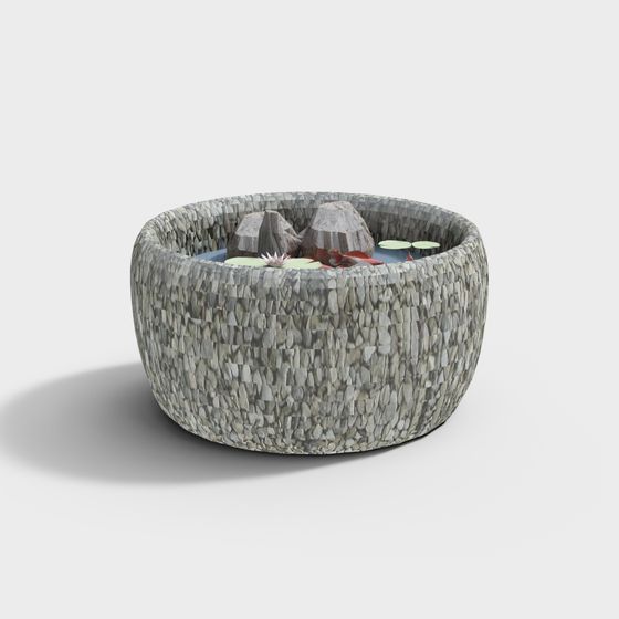 Low Poly Round Stone Pond 3D model