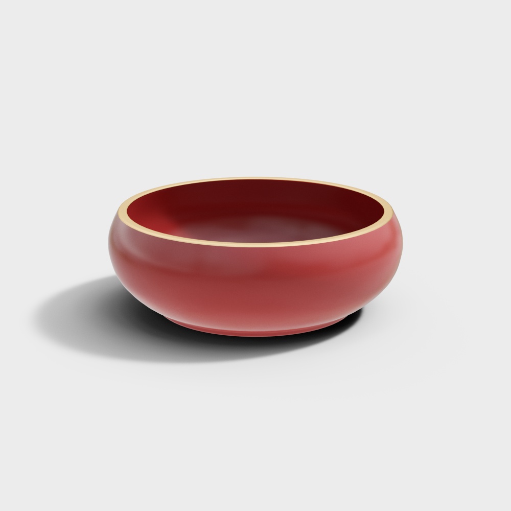 Red Lacquer Bowl 3D model