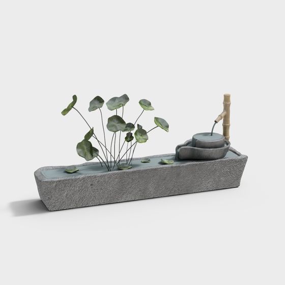 Serene Water Scene 3D model with Elegant Design