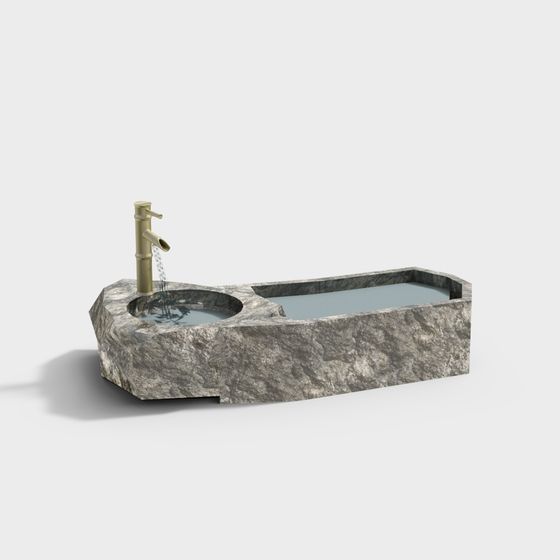 Elegant Rock Sink 3D model for Modern Spaces
