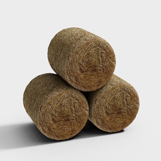 Realistic Low-Poly Hay Bale 3D Model