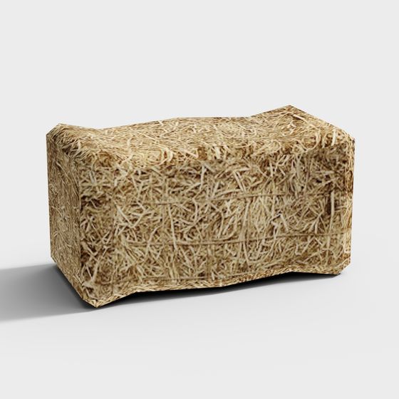 Realistic Low-Poly Hay Bale 3D Model for Rural Designs