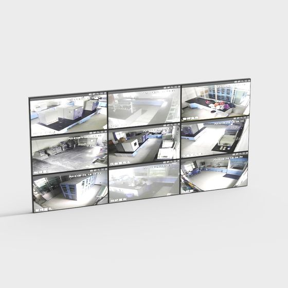 High-Detail Surveillance Wall 3D Model