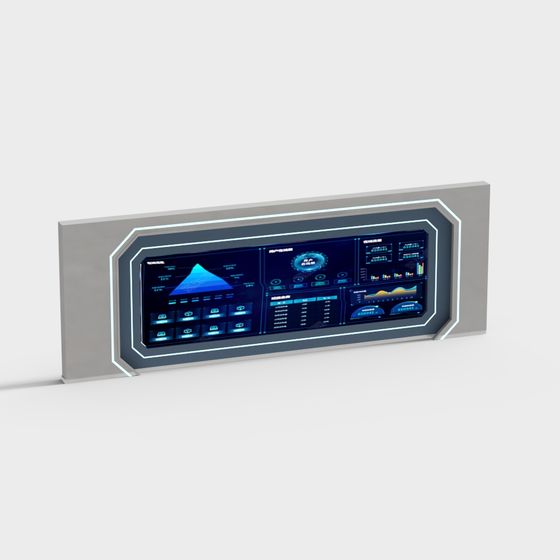 Futuristic Low-Poly Interactive Interface 3D model