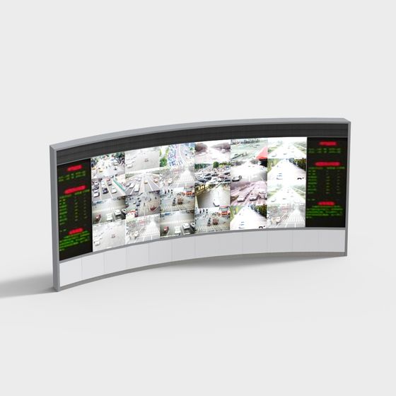 High-Detail Monitoring Center Display Screen 3D model