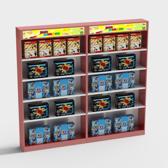 Vibrant Low-Polygon Toy Shelf 3D Model for Creative Use